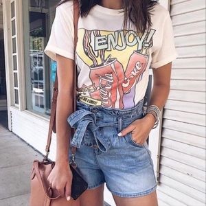 American Eagle Paper Bag Denim Mom Shorts